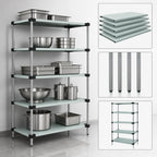 Thumbnail image #3 for Quantum WRS5-74-1872SS Solid Stainless Steel Shelving Starter Kit, 72"W x 18"D x 74"H, 5 Shelves, Stationary
