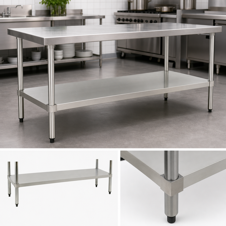Product image #3 for Omcan 96-Inch x 24-Inch Stainless Steel Undershelf for 19141 Worktable