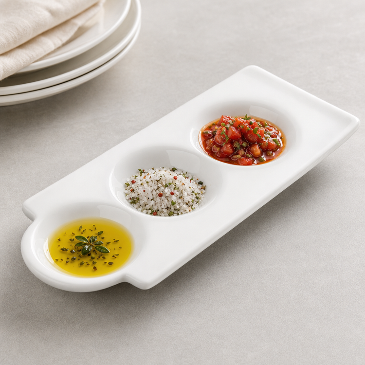 Product image #3 for Ardesia Loures Bright White Porcelain Trio Dish, 9-1/2-Inch, 3 oz