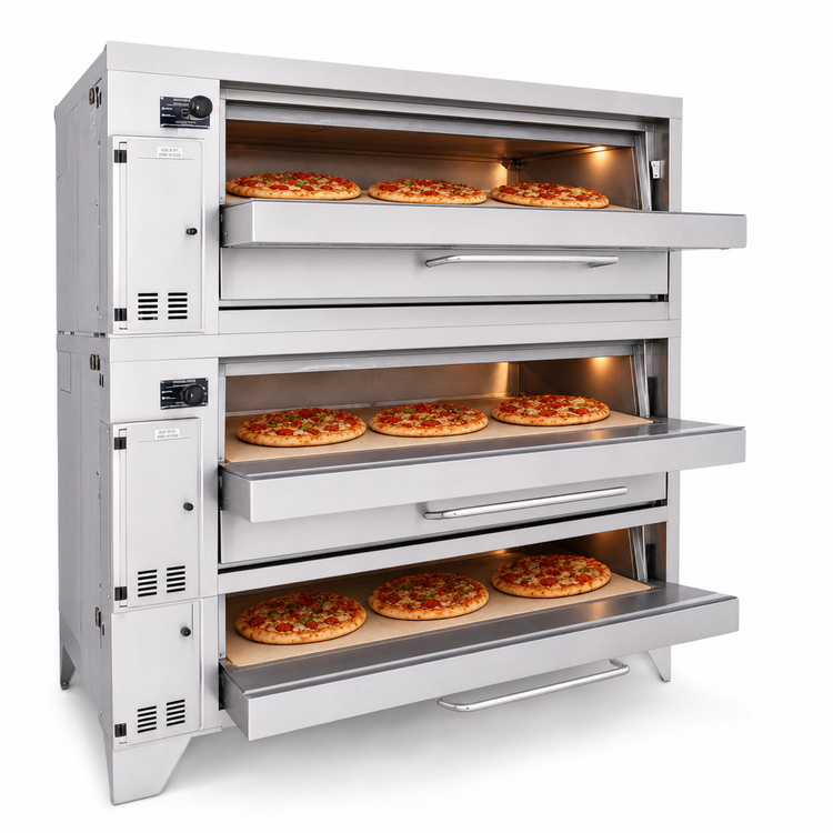 Product image #3 for Bakers Pride Super Deck Series Shallow-Depth Gas Pizza Deck Oven, 3 Chambers, 54" x 24-1/2" Ceramic Bake Deck
