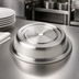 Thumbnail image #3 for American Metalcraft Round Stainless Steel Plate Cover with Finger Hole and Standard Foot, 10-3/8 to 10-5/8 Inch Dia.