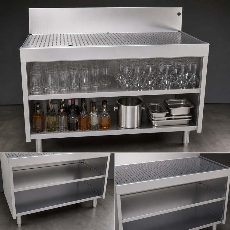 Product image #3 for Glastender 42-Inch Wide Underbar Drainboard with Open Front Cabinet Base