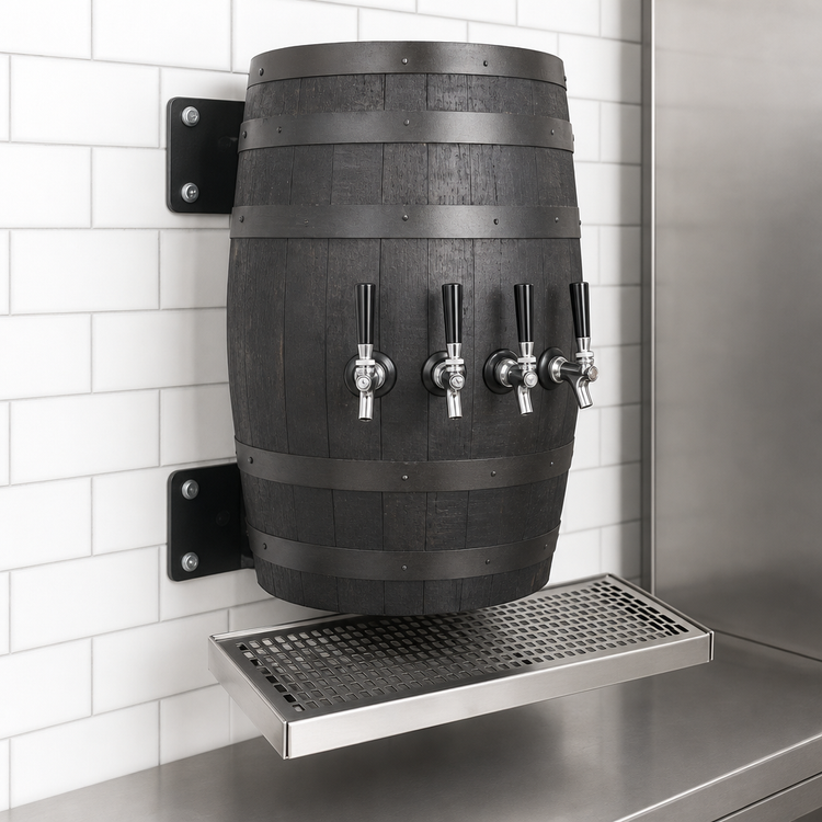 Product image #3 for Glastender Wood Barrel Wall-Mount Glycol-Cooled Draft Dispensing Tower with 3 Faucets