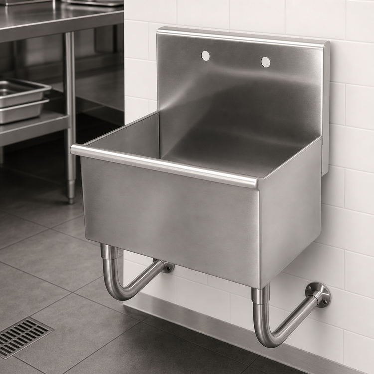 Product image #3 for Wall-Mounted 31-Inch Stainless Steel Service Sink with 12-Inch Deep Bowl and Splash Mount Faucet Provision