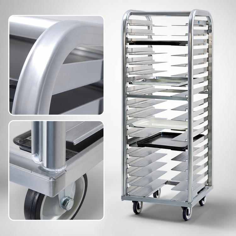 Product image #3 for New Age Lifetime Series Heavy-Duty Roll-In End-Load Bun Pan Rack, 18-Pan Capacity, Aluminum, 64-Inch Height