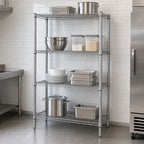 Thumbnail image #3 for Quantum WR74-1454C 4-Shelf Wire Shelving Starter Kit, Stationary Chrome Finish, 54"W x 14"D x 74"H