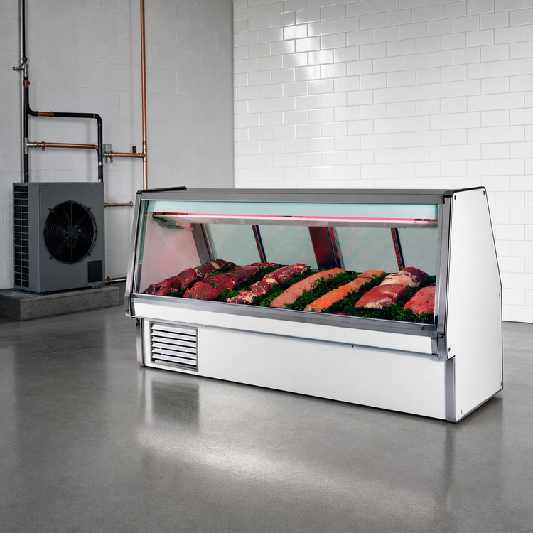 Product image #3 for Howard-McCray 34E Series 124-1/2-Inch Wide Remote Red Meat Service Case, Double Duty, Endless Design