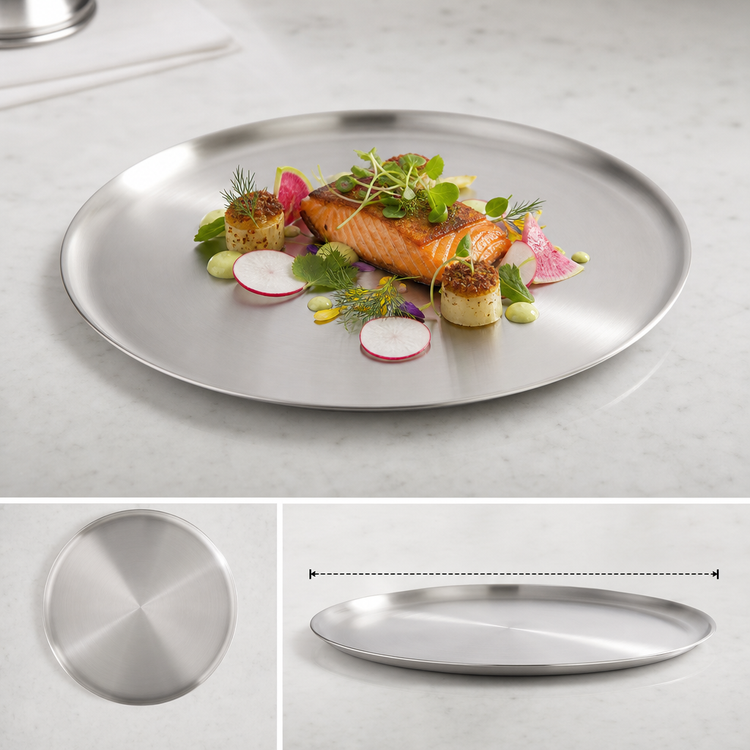 Product image #3 for American Metalcraft 13-Inch Round Stainless Steel Plate with Satin Finish