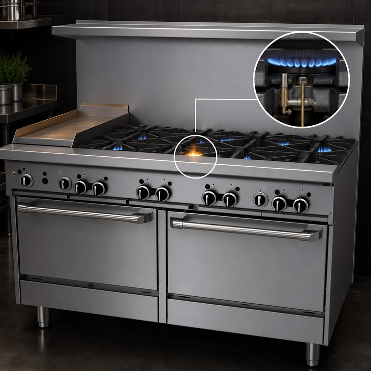 Product image #3 for Garland GFE Starfire Pro 60-Inch Gas Restaurant Range with 8 Open Burners, 12-Inch Griddle, and 2 Standard Ovens