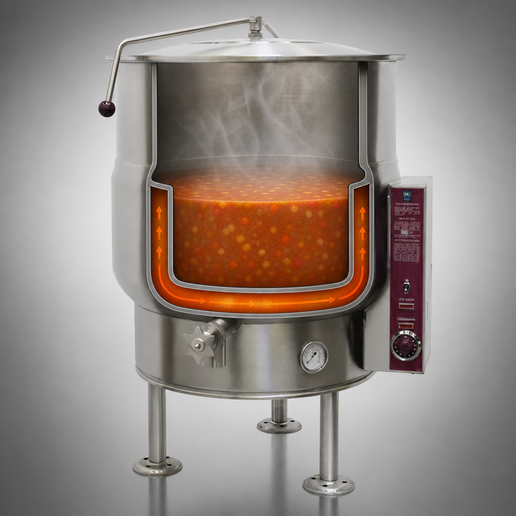 Product image #3 for Crown EL-40 40 Gallon Electric Stationary 2/3 Jacketed Steam Kettle