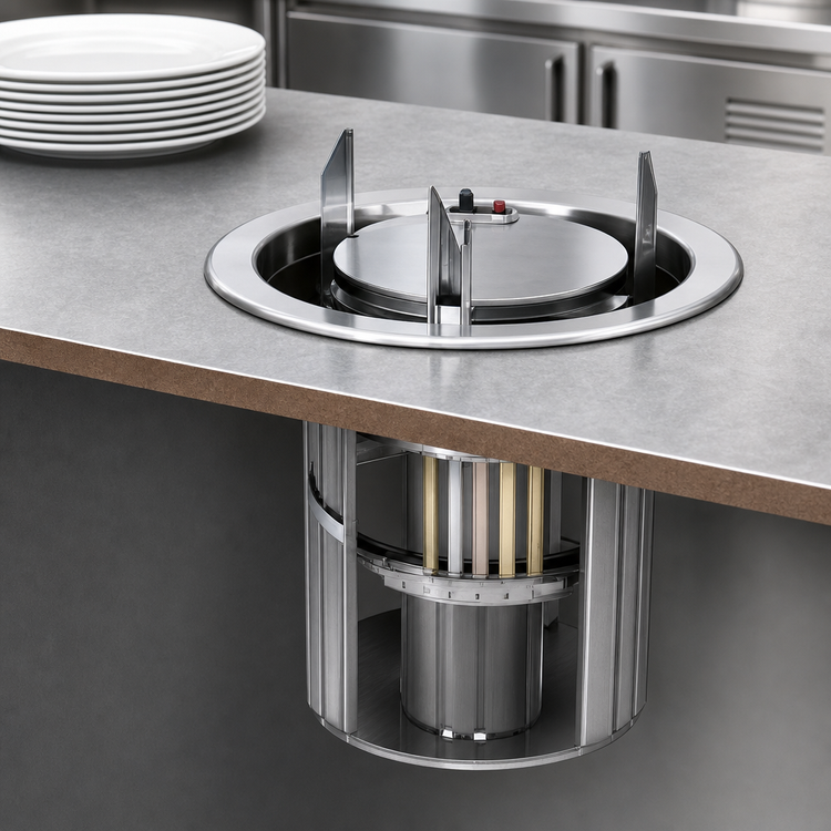 Product image #3 for Eagle Group Director's Choice Drop-In Unheated Dish Dispenser for Round Plates, 11-7/8 to 13-Inch Diameter