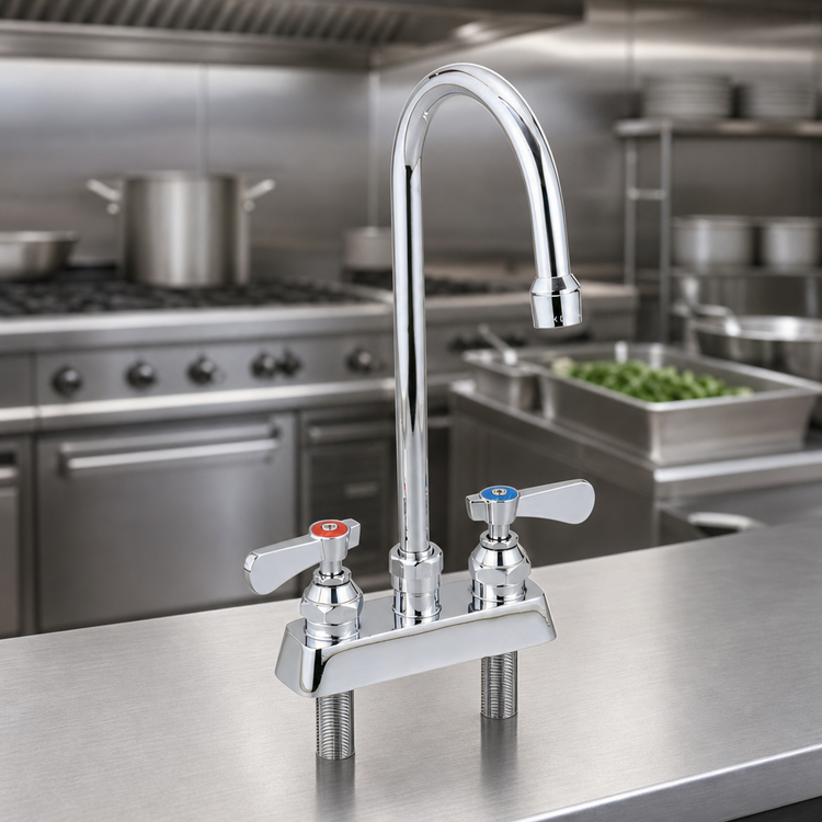 Product image #3 for OptiFlow Heavy Duty Solid Body Deck Mount Manual Faucet with 3-Inch Gooseneck Spout