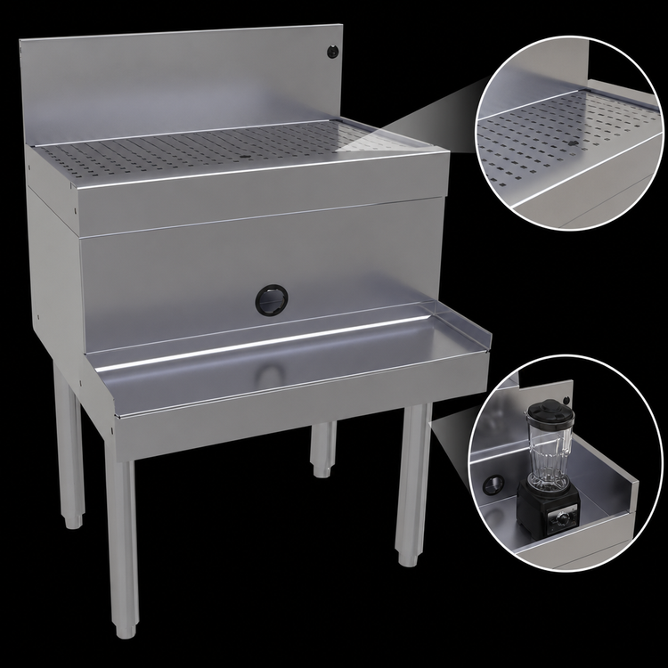Product image #3 for Glastender DBSA-24 Underbar Stainless Steel Blender Station with Drainboard Top, 24 Inch x 24 Inch