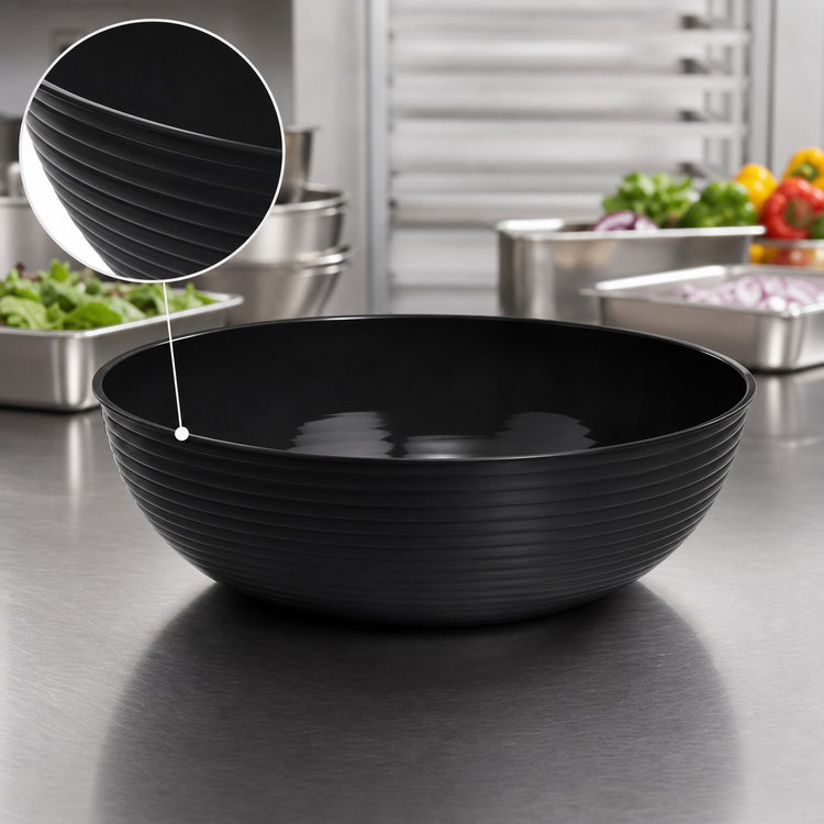 Product image #4 for Cambro Camwear 40 Qt Round Ribbed Polycarbonate Bowl, 22-7/8 Inch Diameter, Black