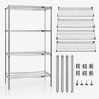 Thumbnail image #3 for Quantum WR54-1272S 72"W x 12"D x 54"H 4-Shelf Stationary Wire Shelving Starter Unit, 304 Stainless Steel