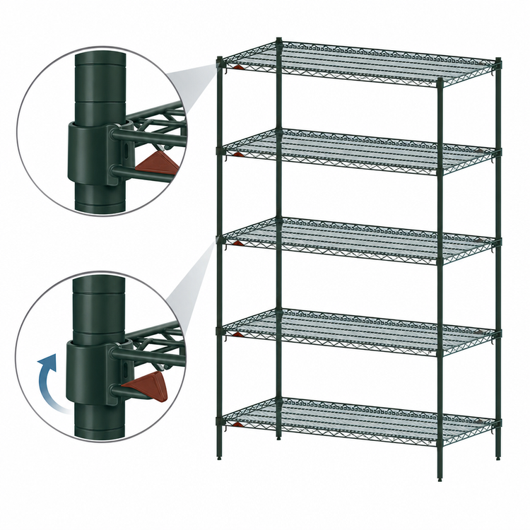 Product image #4 for Metro Super Erecta Super Adjustable Starter Wire Shelving Unit, 60 x 24 x 74 Inches, 5 Shelves, Green Epoxy-Coated