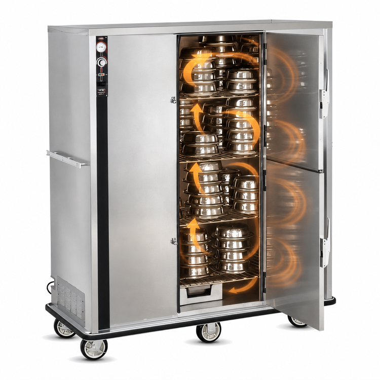 Product image #4 for FWE P-200 Humi-Temp Mobile Heated Banquet Transport and Serve Cabinet, 200-Plate Capacity, 2 Dutch Doors