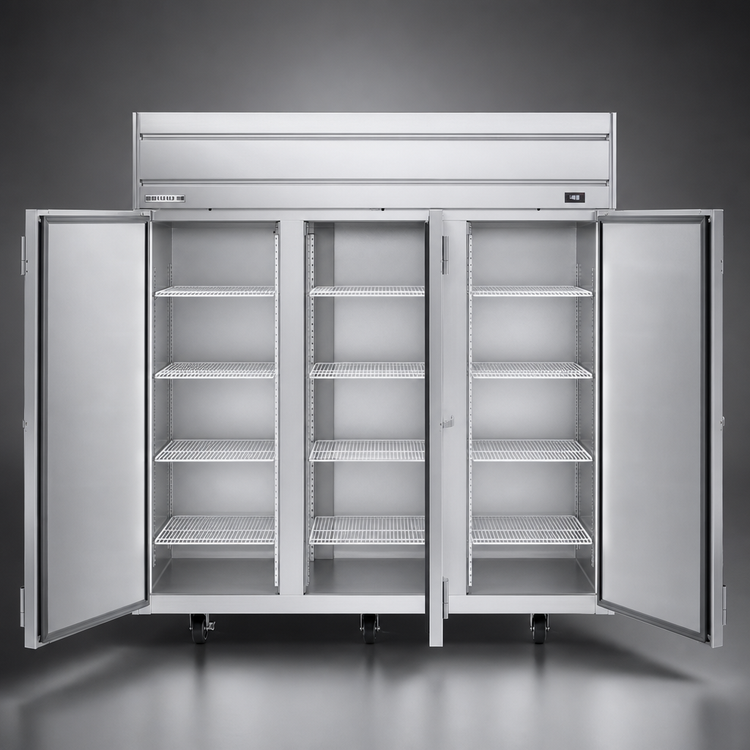 Product image #3 for Beverage-Air Horizon Series HFP3HC-1S Three-Section Top-Mount Reach-In Freezer, 69.1 Cu. Ft.