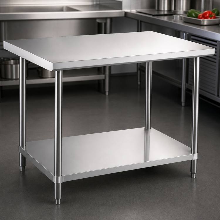 Product image #3 for 48-Inch x 18-Inch Stainless Steel Flat Top Work Table with Undershelf
