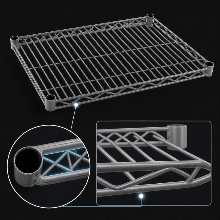 Product image #3 for Eagle Valu-Master 72-Inch x 24-Inch Pewter Gray Epoxy Wire Shelf with QuadTruss Design