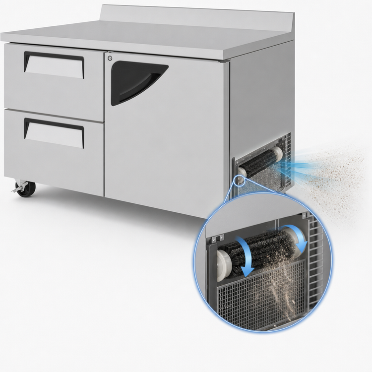Product image #3 for Turbo Air Super Deluxe 2-Section Worktop Freezer with 1 Door and 2 Drawers, 48-1/4 Inch Wide, Rear-Mounted Self-Contained
