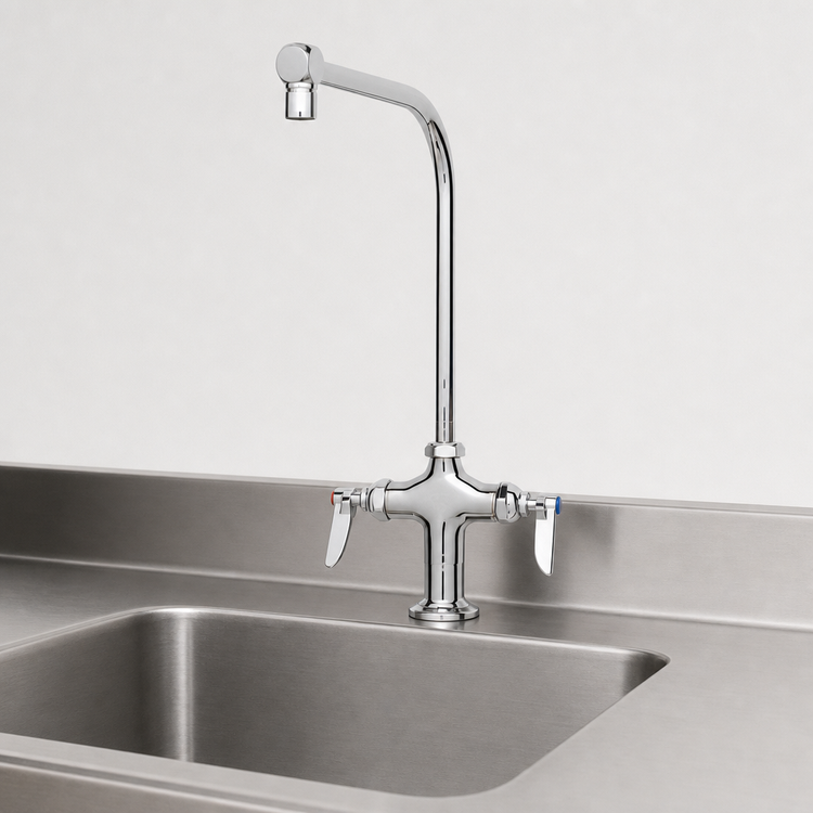 Product image #3 for T&S Brass Single-Hole Mixing Faucet with 8-Inch 90° Swing Nozzle and Lever Handles
