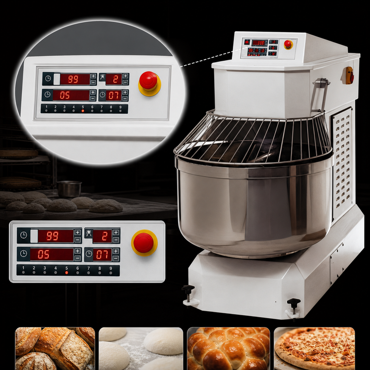 Product image #3 for Doyon AFR100 Commercial Spiral Dough Mixer, 350 lb Capacity, 2-Speed, Programmable Digital Control, 15 HP