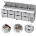 Thumbnail image #3 for Beverage-Air 119-Inch Four-Section Pizza Prep Table with 8 Drawers and Refrigerated Pan Rail