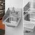 Thumbnail image #3 for Krowne 12-Inch Space Saver Wall-Mount Stainless Steel Hand Sink with Left Side Splash and Included Faucet