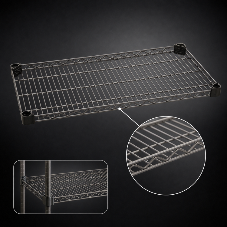 Product image #3 for Valu-Master Quad-Adjust Reverse Mat Wire Shelf, 48 x 24 Inches, Pewter Gray Epoxy Finish