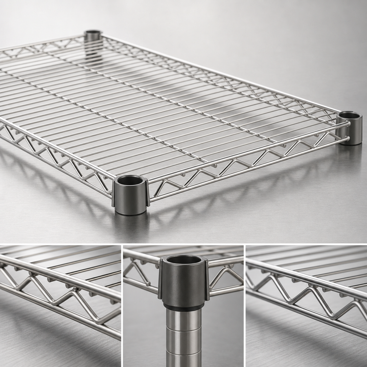 Product image #3 for QuadTruss Quad-Adjust Heavy-Duty Wire Shelf, 24 Inch x 21 Inch, Stainless Steel Finish