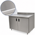 Thumbnail image #3 for Advance Tabco Special Value Economy Enclosed Work Table with Sliding Doors, 96 x 24 Inch, 16-Gauge 304 Stainless Steel Top, 5-Inch Backsplash