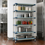 Thumbnail image #3 for Metro MetroMax 4 5X327G4 Blue Freestanding Polymer Starter Shelving Unit, 30 x 18 x 74 Inches, 5 Open Grid Shelves