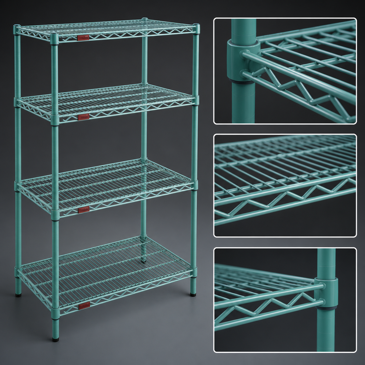Product image #3 for EagleGard 4-Tier Stationary Wire Starter Shelving Unit, 36W x 24D x 74H, EAGLEgard Hybrid Epoxy Finish
