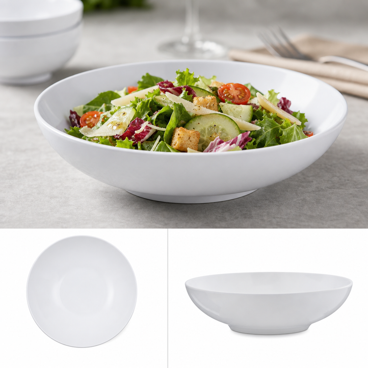 Product image #4 for Epicure 20 oz White Melamine Coupe Soup/Salad Bowl, 6.5 Inch Diameter