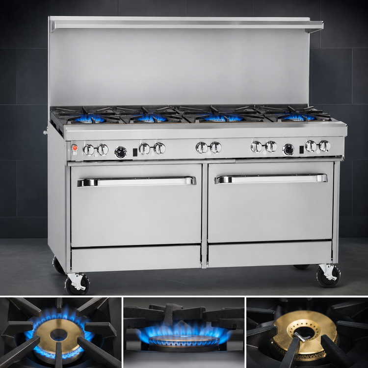 Product image #3 for Southbend Ultimate 60-Inch Commercial Gas Range with 6 Open Burners, 24-Inch Charbroiler, and 2 Cabinets