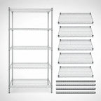Thumbnail image #3 for Quantum WR74-1830S-5 30"W x 18"D x 74"H Stationary 5-Shelf Wire Shelving Starter Kit, 304 Stainless Steel