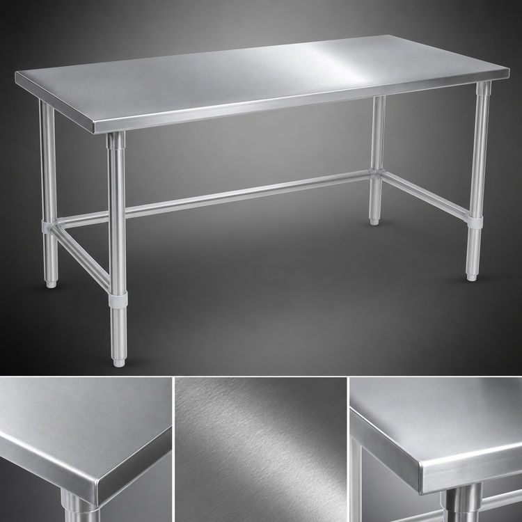 Product image #3 for John Boos Stallion 84-in. W x 24-in. D 16-Gauge 300 Series Stainless Steel Flat Top Work Table with Stallion Safety Edge