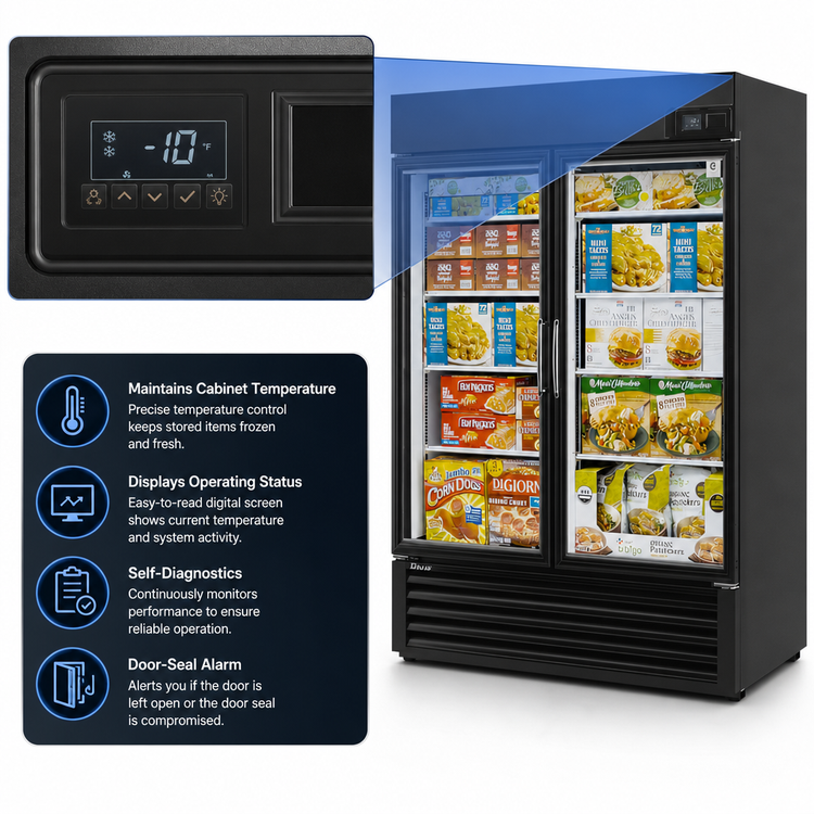 Product image #4 for Turbo Air 2-Section Glass Door Freezer Merchandiser, 39.88 Cu. Ft., Bottom-Mount Self-Contained, 115V