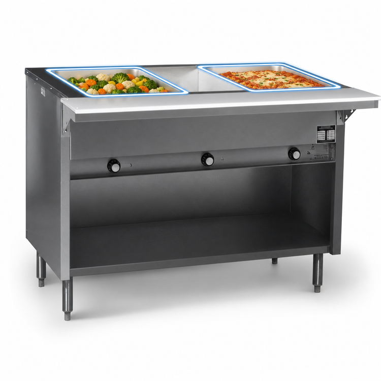 Product image #3 for Eagle Spec-Master Electric Hot Food Table with 2 12" x 20" Wet or Dry Wells, Open Base, 33-Inch Wide