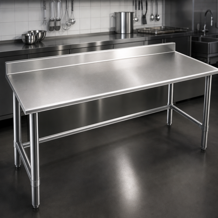 Product image #3 for Spec-Master 144" x 30" Stainless Steel Work Table with 4-1/2" Backsplash and Tubular Base