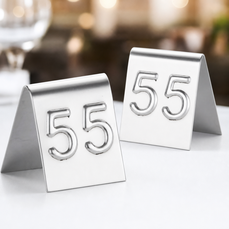 Product image #4 for American Metalcraft Embossed Stainless Steel Mini Number Tents, Numbers 201-400