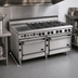 Thumbnail image #3 for Jade Bistro 72-Inch Shallow-Depth Commercial Gas Range with 6 Open Burners, 36-Inch Griddle, and 2 Standard Ovens