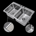 Thumbnail image #3 for Advance Tabco Smart Series™ Double Bowl Drop-In Sink, 45-1/2 x 21 Inches, 2 Compartments, 10-Inch Deep Bowls, 18-Gauge 304 Stainless Steel