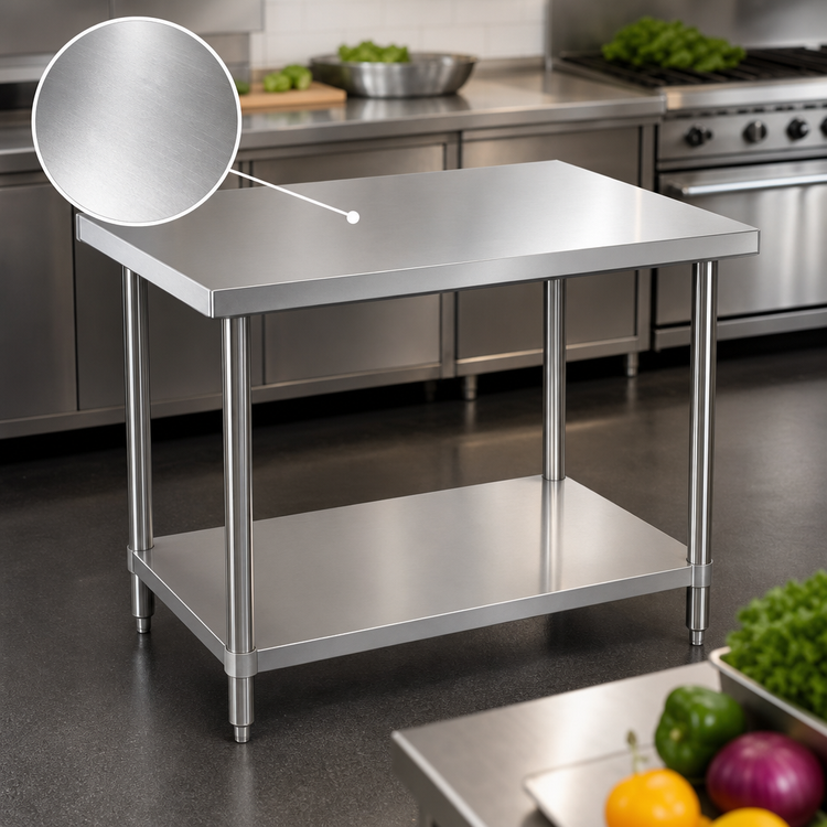 Product image #3 for Steel Works Stainless 30 x 30 x 34 Inch Corner Stainless Steel Work Table with Undershelf