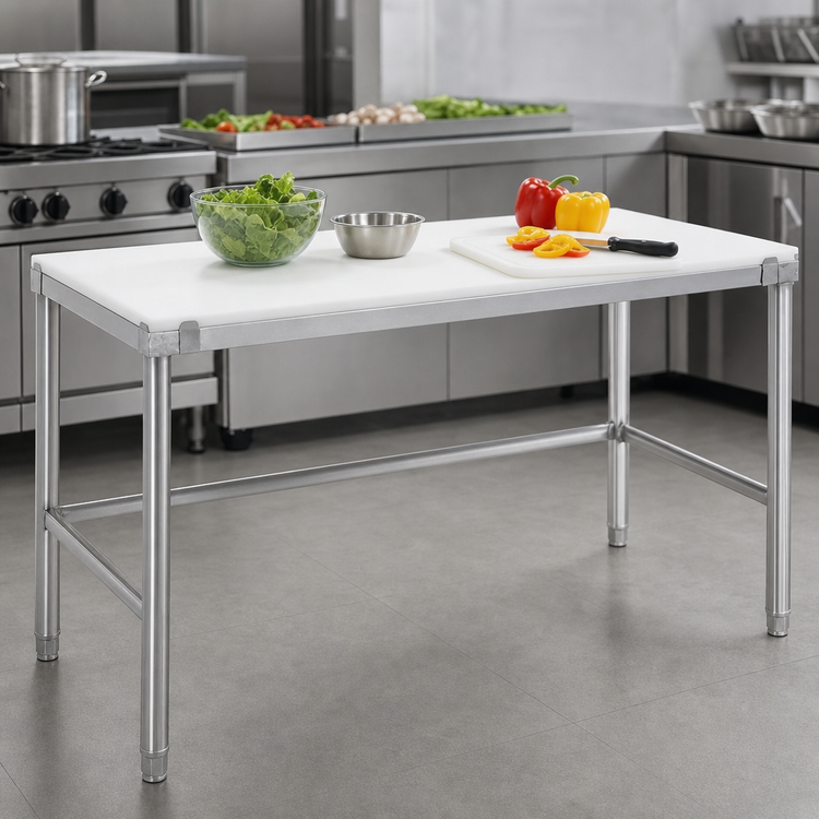Product image #3 for Channel Manufacturing Poly Top Work Table with Open Stainless Steel Base, 60 x 24 x 34 Inches