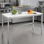 Thumbnail image #3 for Channel Manufacturing CT260 Poly Top Work Table, Stainless Steel Open Base with Side & Rear Crossrails, 60 x 24 x 34 Inches