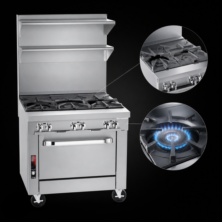 Product image #3 for Southbend Platinum 12-Inch Heavy Duty Gas Sectional Range with Cabinet Base and 2 Open Burners