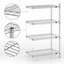 Thumbnail image #3 for Eagle Group 4-Tier Add-On Wire Shelving Unit, 24 x 18 x 63 Inches, Chrome-Plated