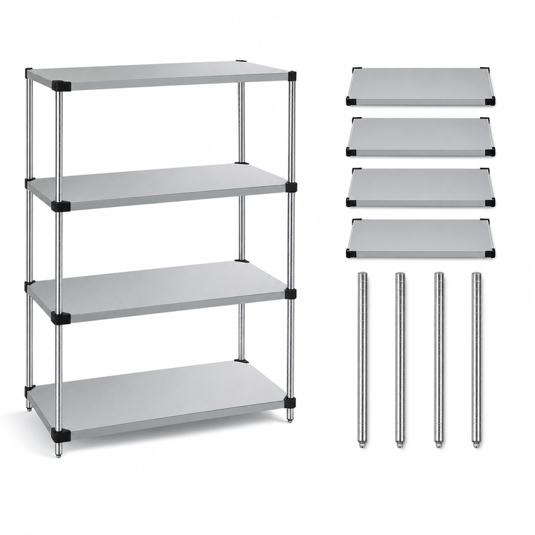 Product image #3 for Quantum 4-Shelf Solid Stainless Steel Shelving Starter Kit, 72 x 14 x 54 Inches